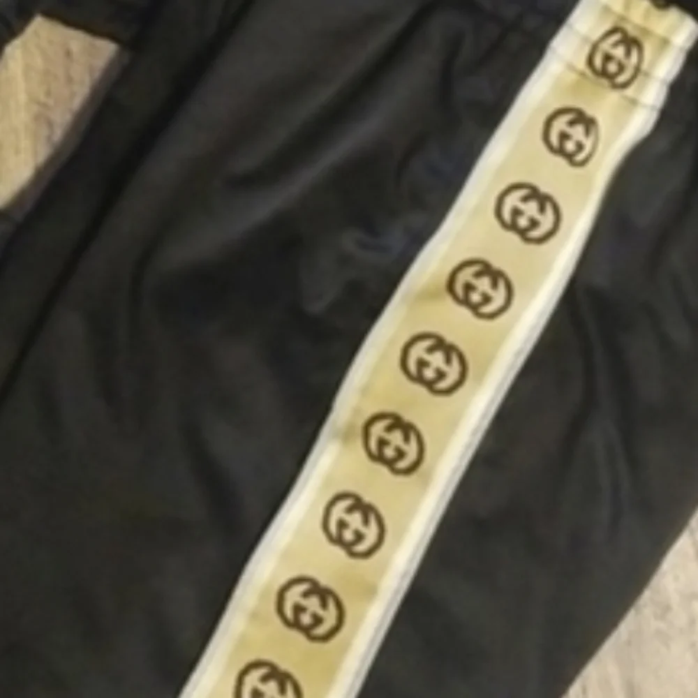 Gucci GG Small Monogram Legs Black Tan Reflective Trim Track Suit Jogger Bottoms - Picture 11 of 12